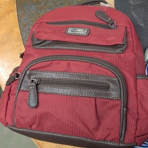 Kim Rogers Red and Brown Backpack Like New